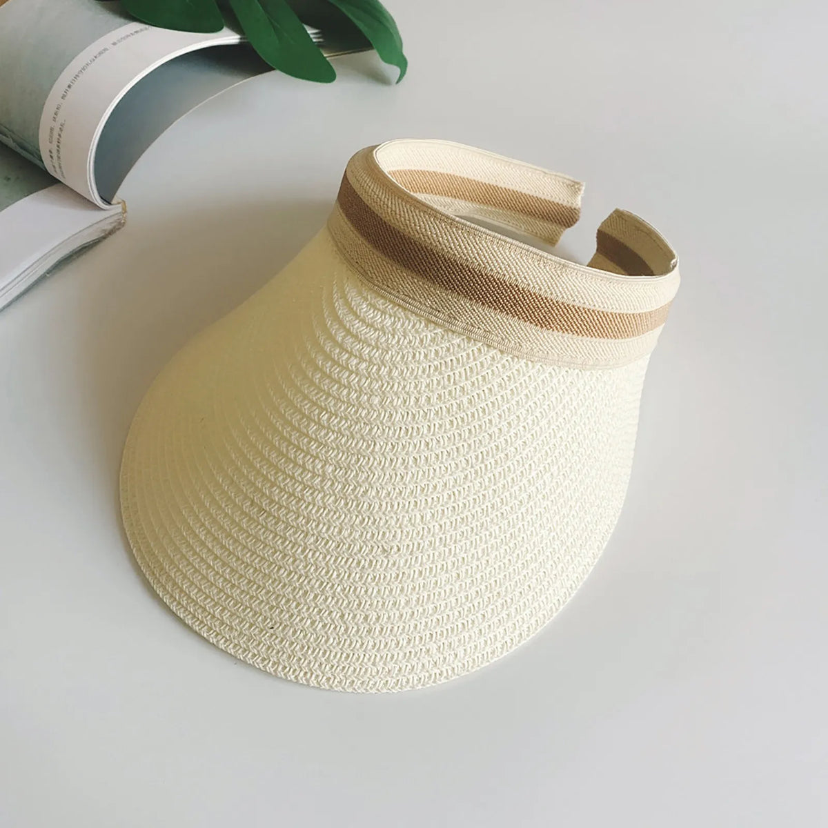 Women's Wide Brim Straw Sun Visor Hat | Foldable Beach Cap