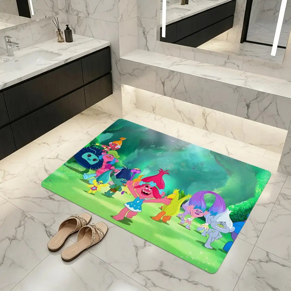 Cartoon Trolls Diatomite Bath Mat – Quick Dry & Non-Slip