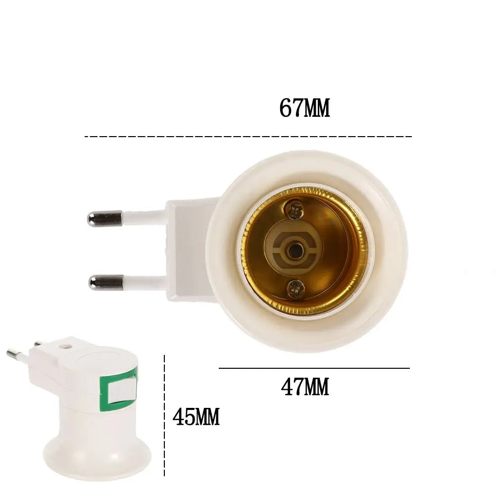 EU Plug to E27 Lamp Socket Adapter | On/Off Switch