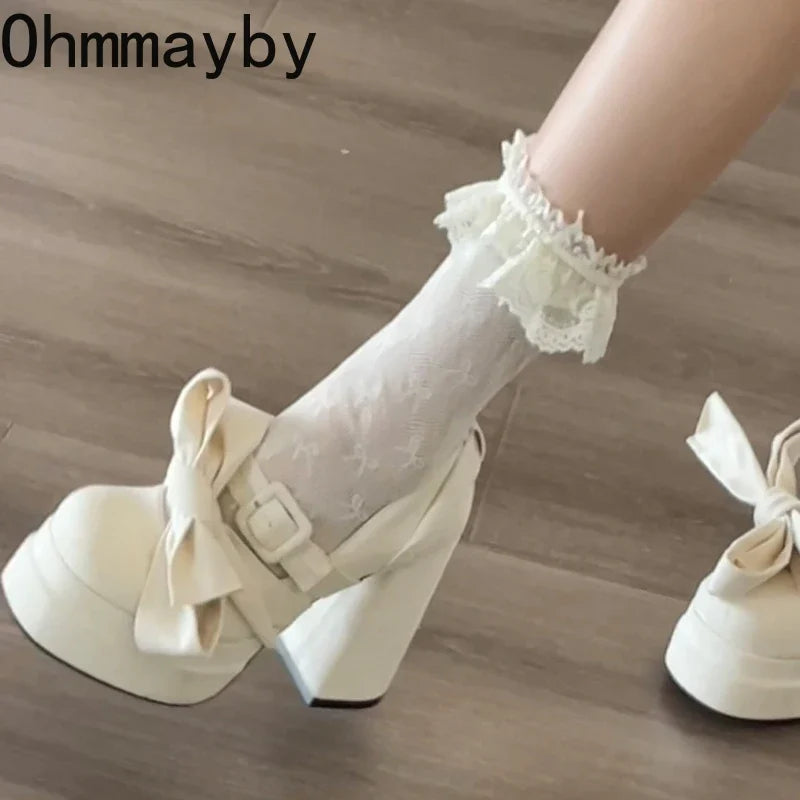 Women's Lolita Platform Mary Jane Pumps | Square Heel Party Shoes
