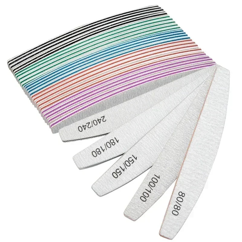 3-Piece Nail File Set – Buffer, Half Moon & Sandpaper 100/180 Grit