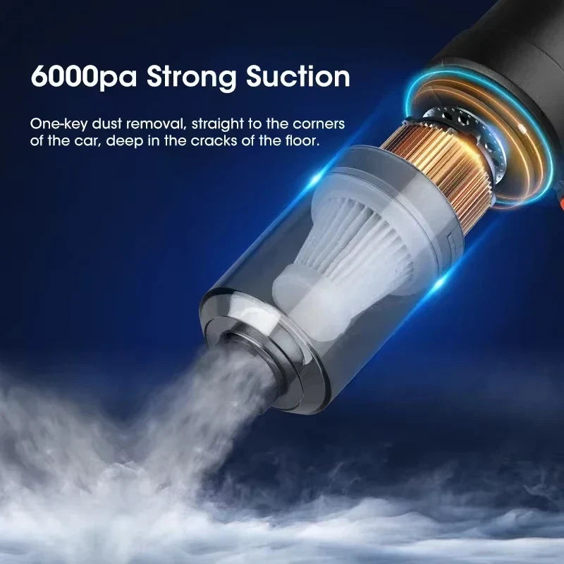 Cordless Handheld Car Vacuum 6000Pa 120W | Wet & Dry + Blower