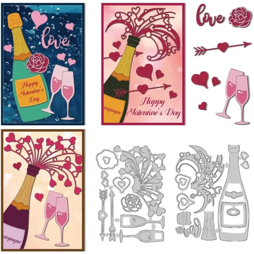 Champagne Love Die Cuts – Celebration Frame Scrapbooking Stencils