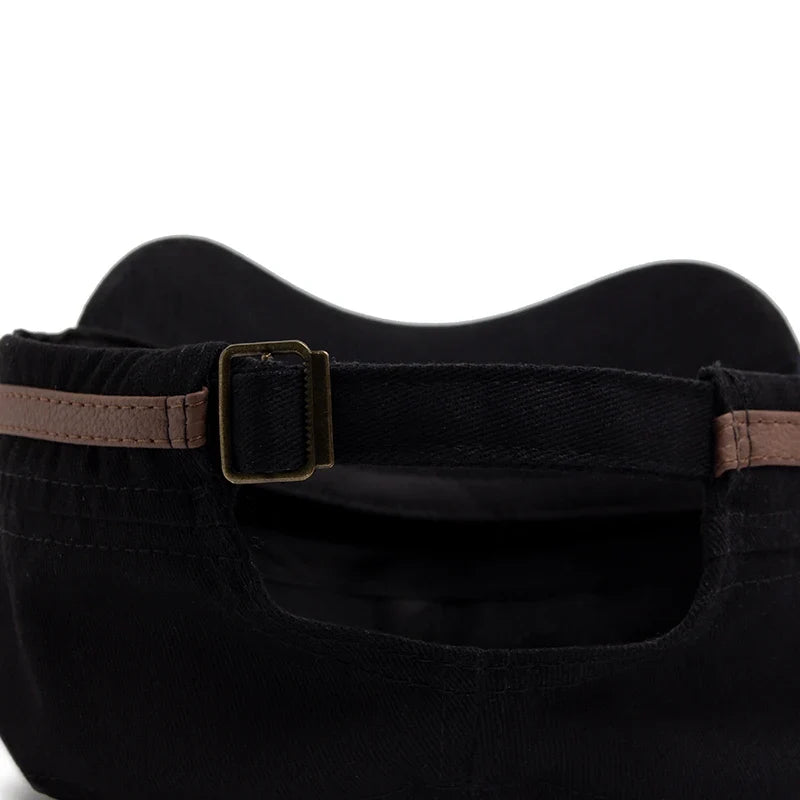 Flat Hat Women Fashion PU Leather Brim Men Baseball Cap Soft Cotton