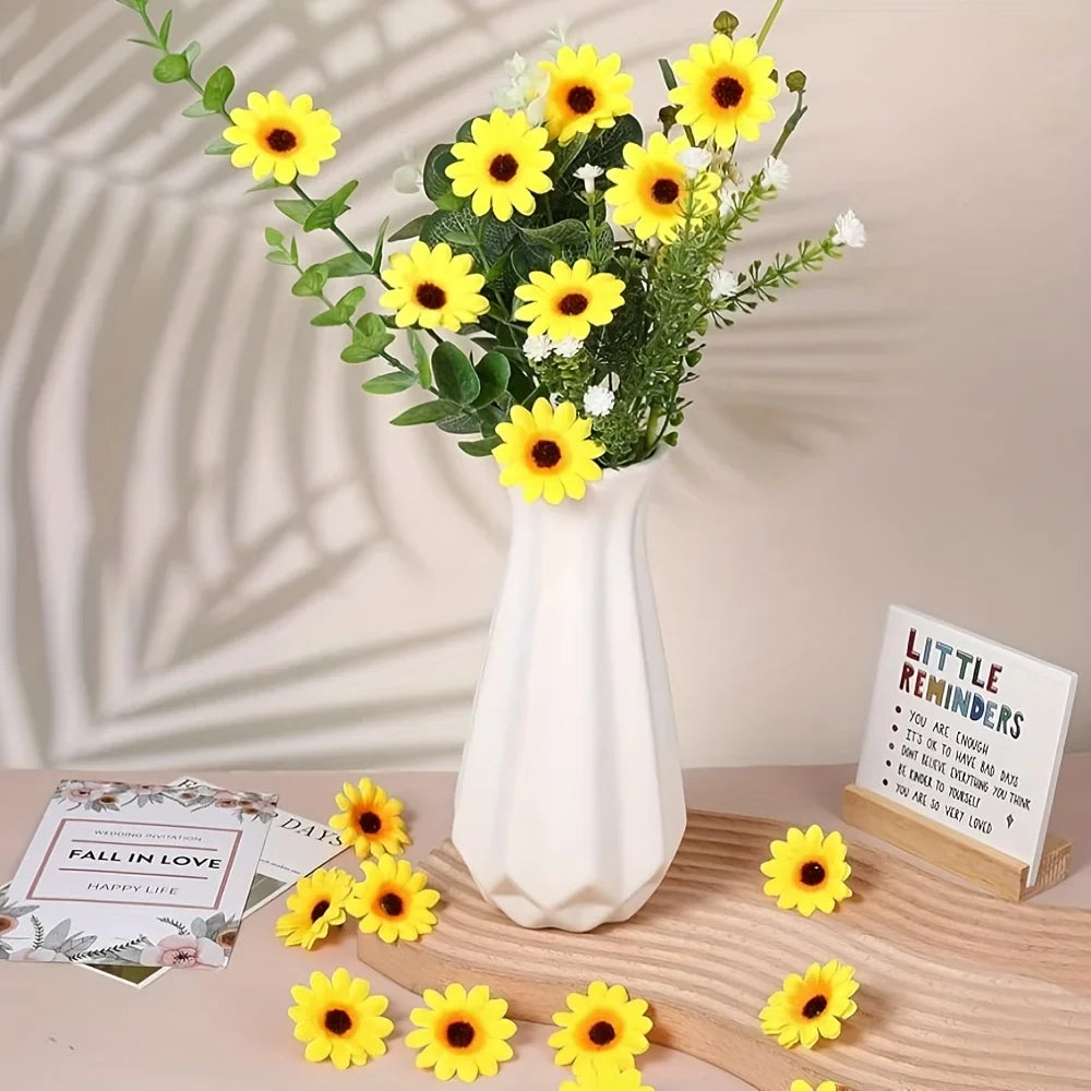 Artificial Fabric Sunflowers – Mini Fake Flowers for DIY & Decor