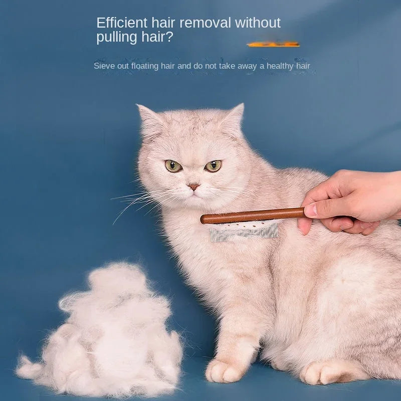 Fine Tooth Cat Comb – Wood & Stainless Steel Pet Grooming Tool