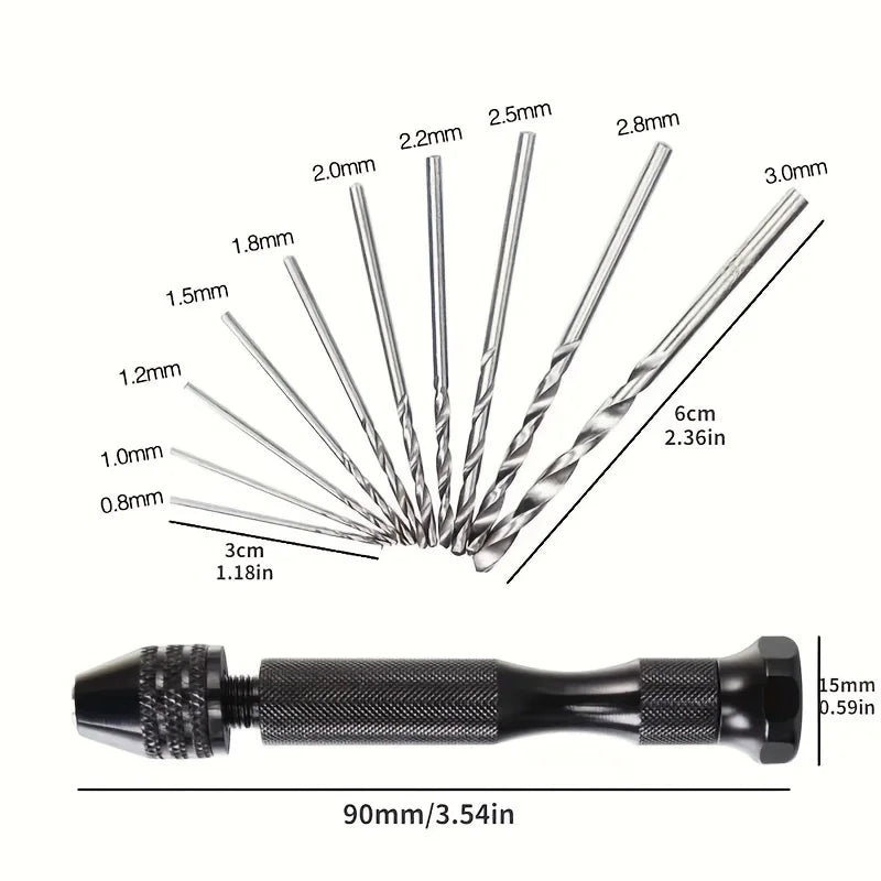 Ergonomic Aluminum DIY Hand Drill Featuring Keyless Chuck Alloy Bits