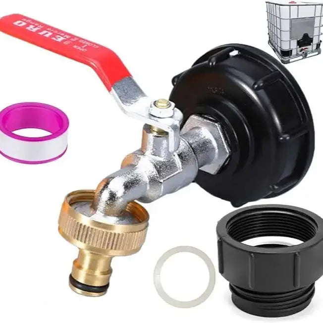 IBC Tank Tap Adapter S60x6 to 1/2" & 3/4" Thread Valve Fitting