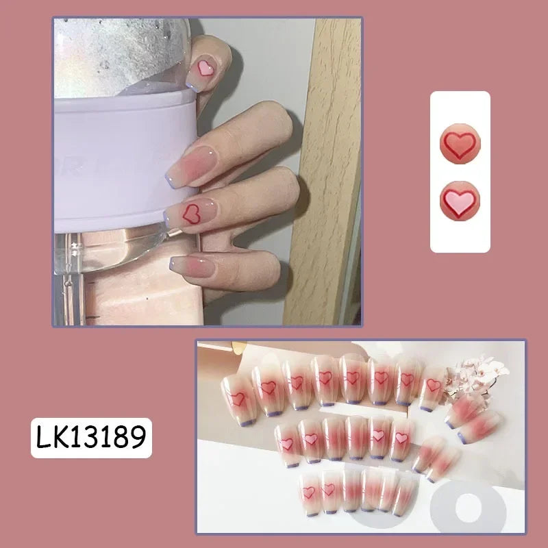 Pink Butterfly Press-On Nails | Long Full Cover False Nail Set