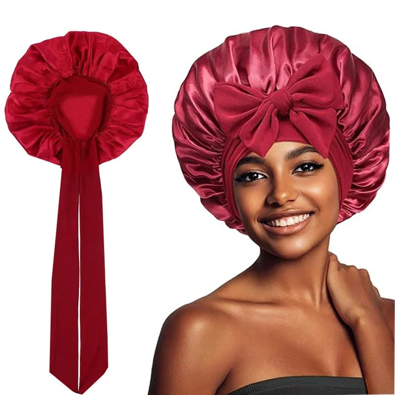 Women's Satin Sleep Bonnet – Adjustable Double Layer Night Cap