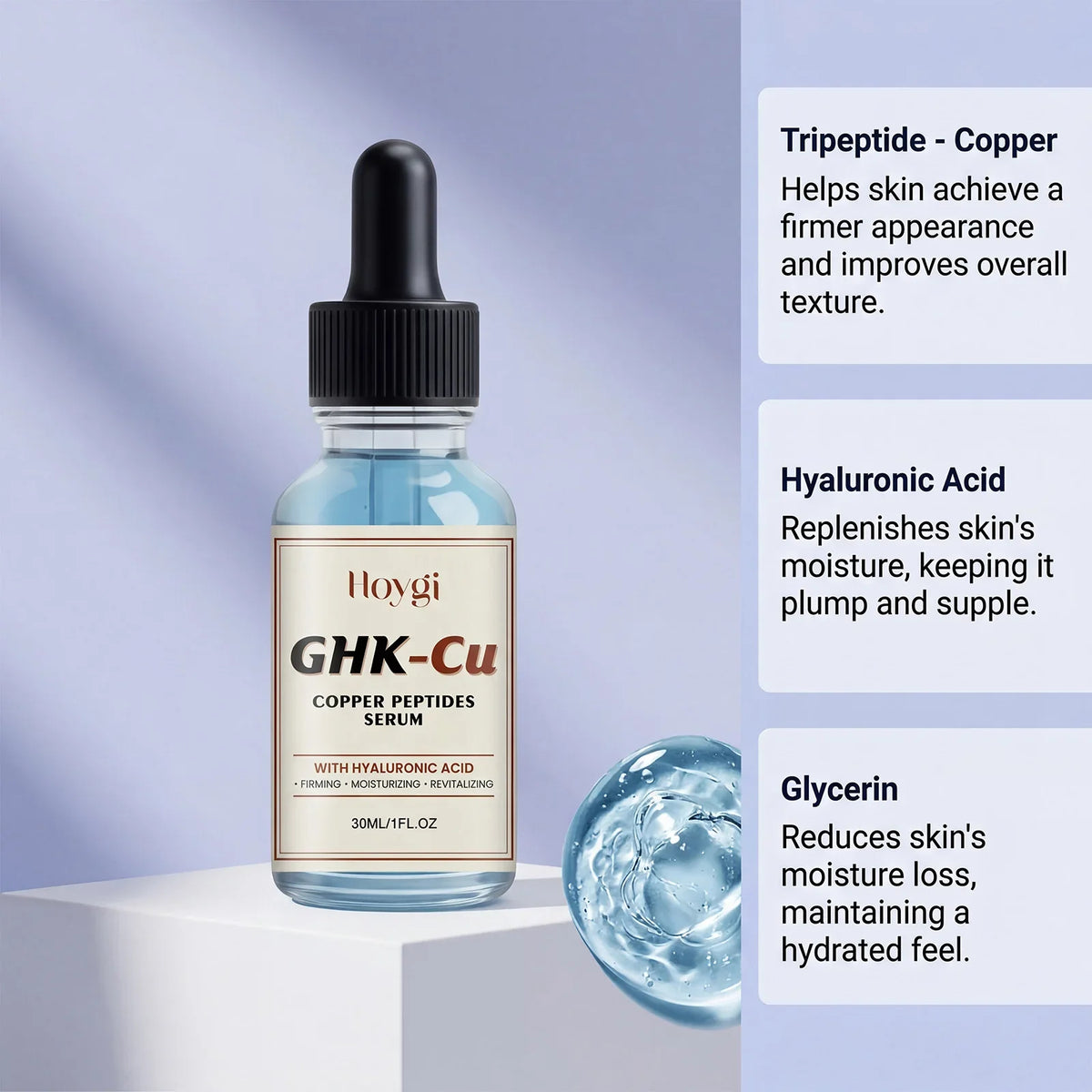 Hoygi GHK-Cu Copper Peptide Serum | Hyaluronic Acid Face Essence