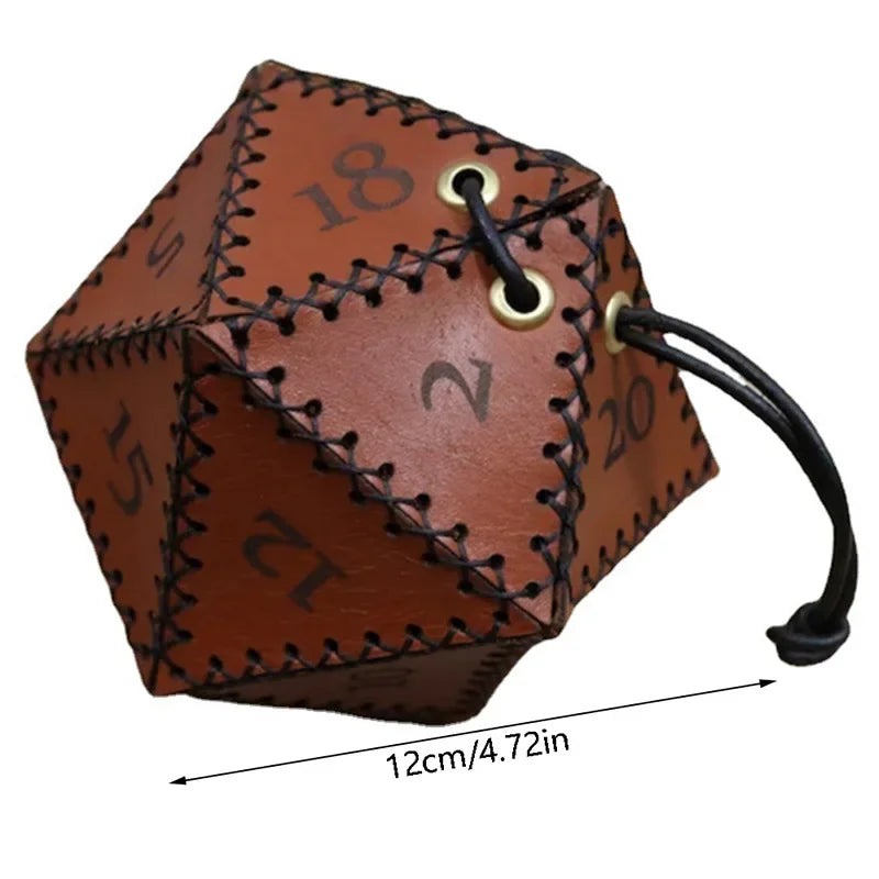 PU Leather D20 Dice Bag | DnD Drawstring Polyhedral Pouch