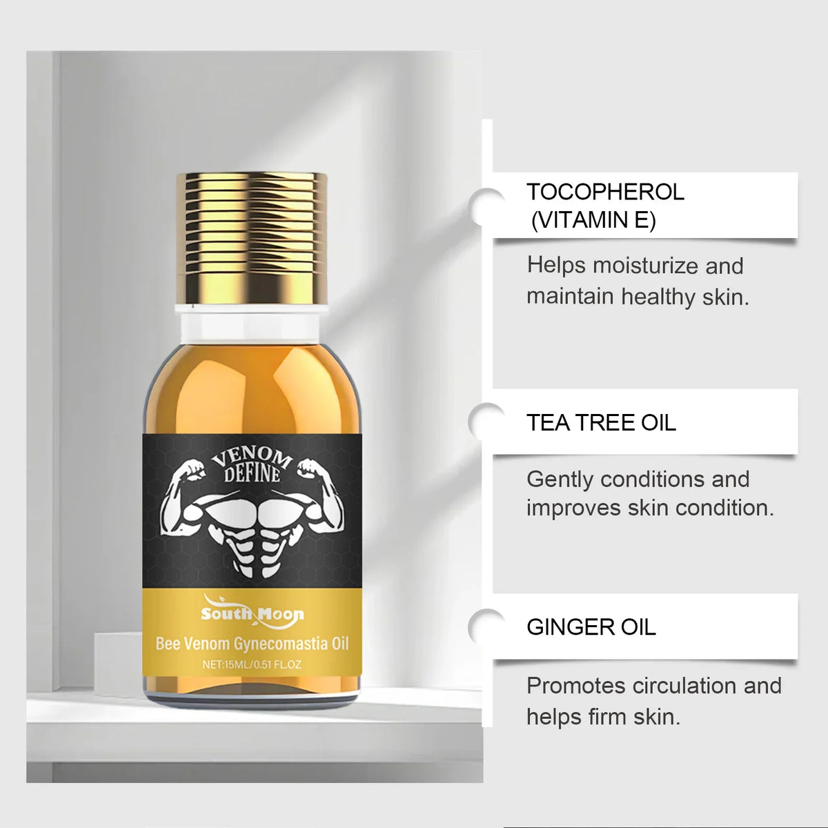 Men's Bee Venom Chest Firming Massage Oil – Sculpting 15ml