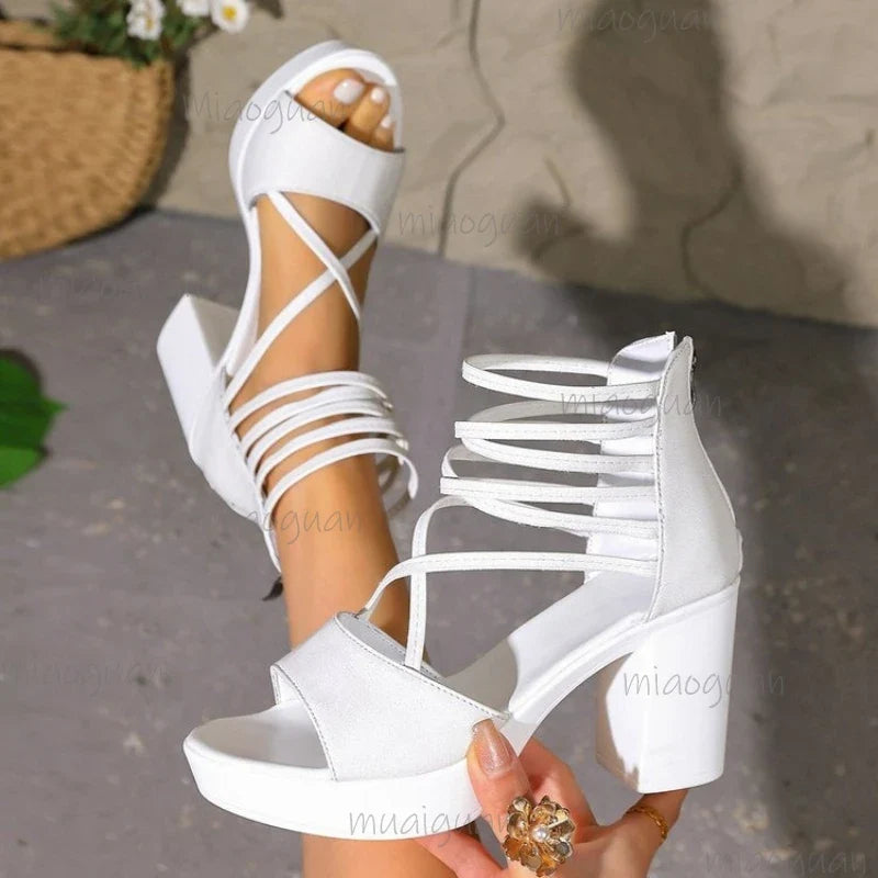 Women's Open-Toe Roman High Heel Sandals – Party Pumps