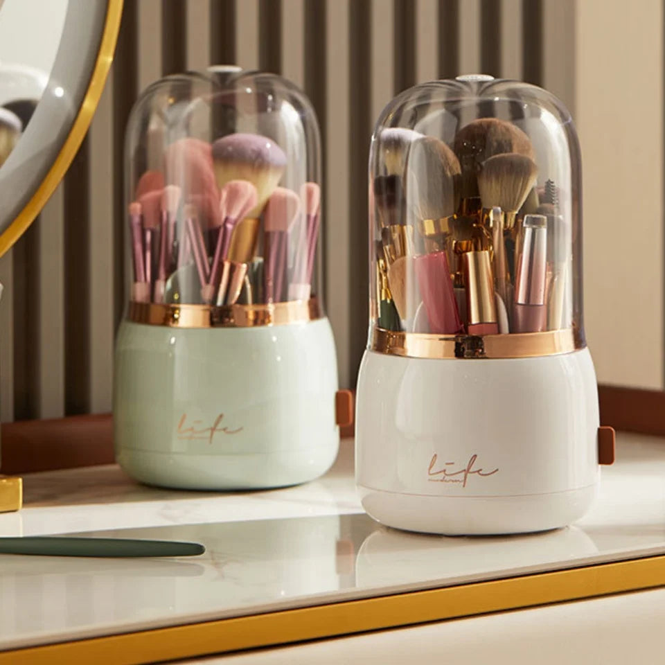 360° Rotating Clear Makeup Organizer & Brush Holder