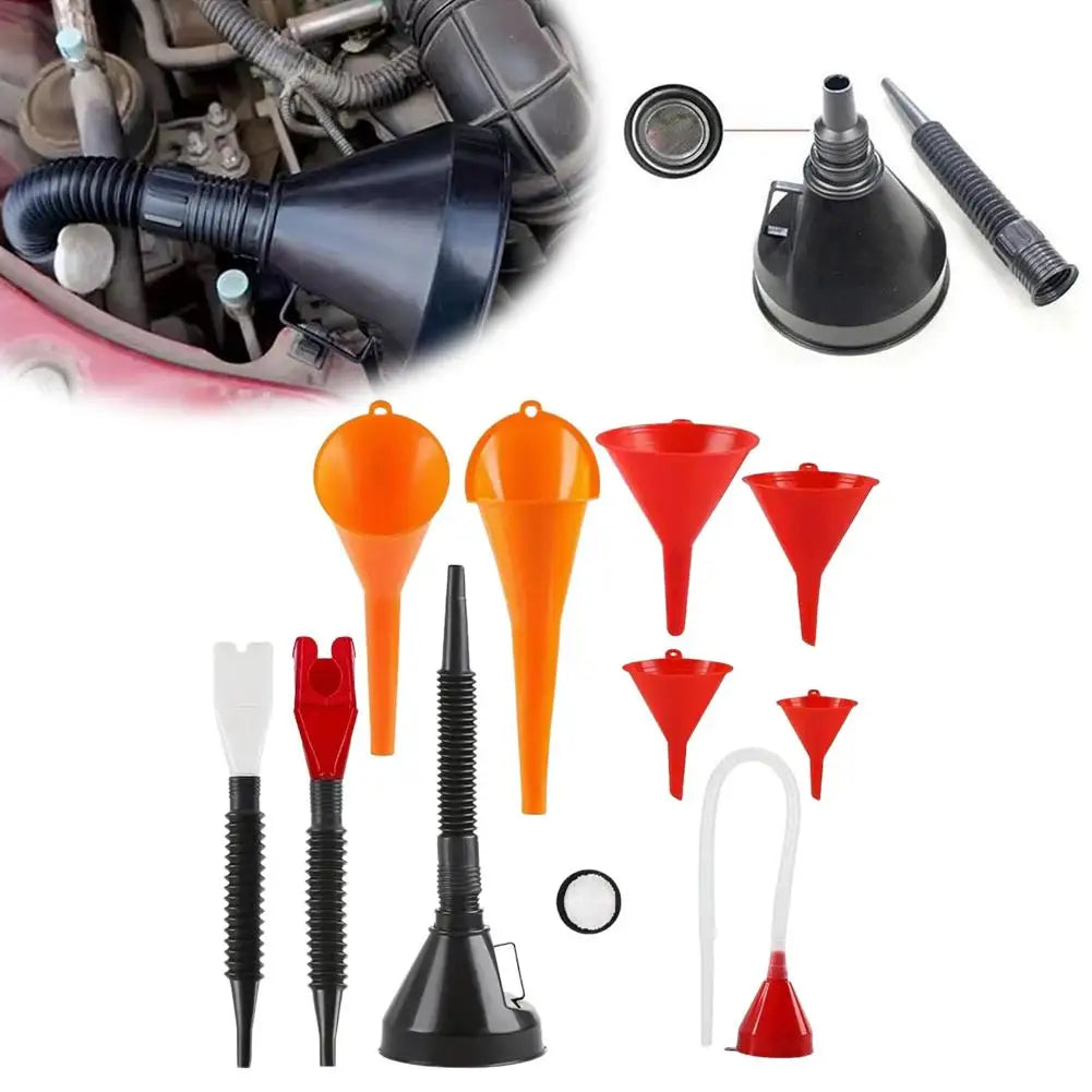 Car Funnel Gasoline Oil Fuel Filling Tools Long Stem Flexible