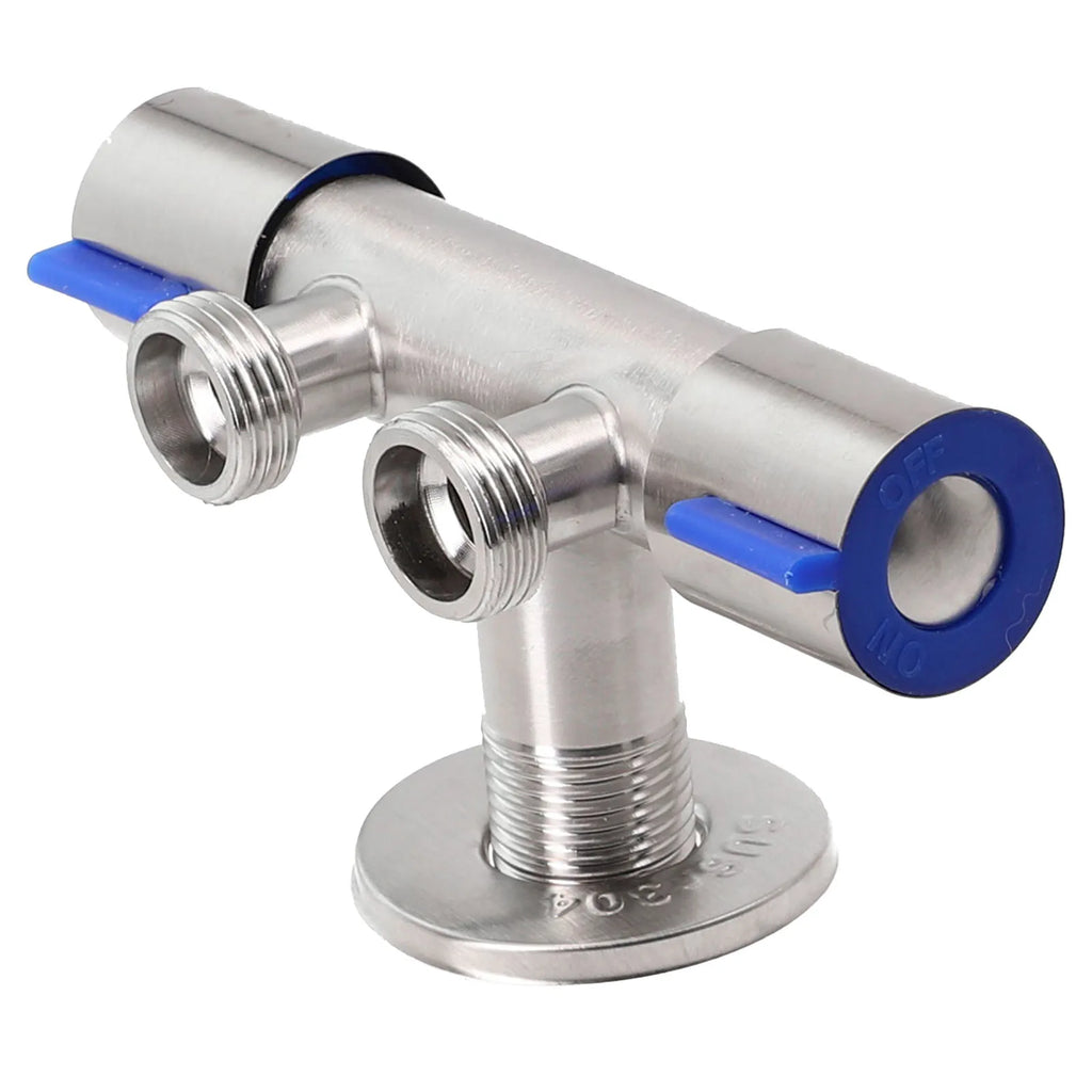 Double Handle Bathroom Faucet Lever Stainless Steel Cold Water