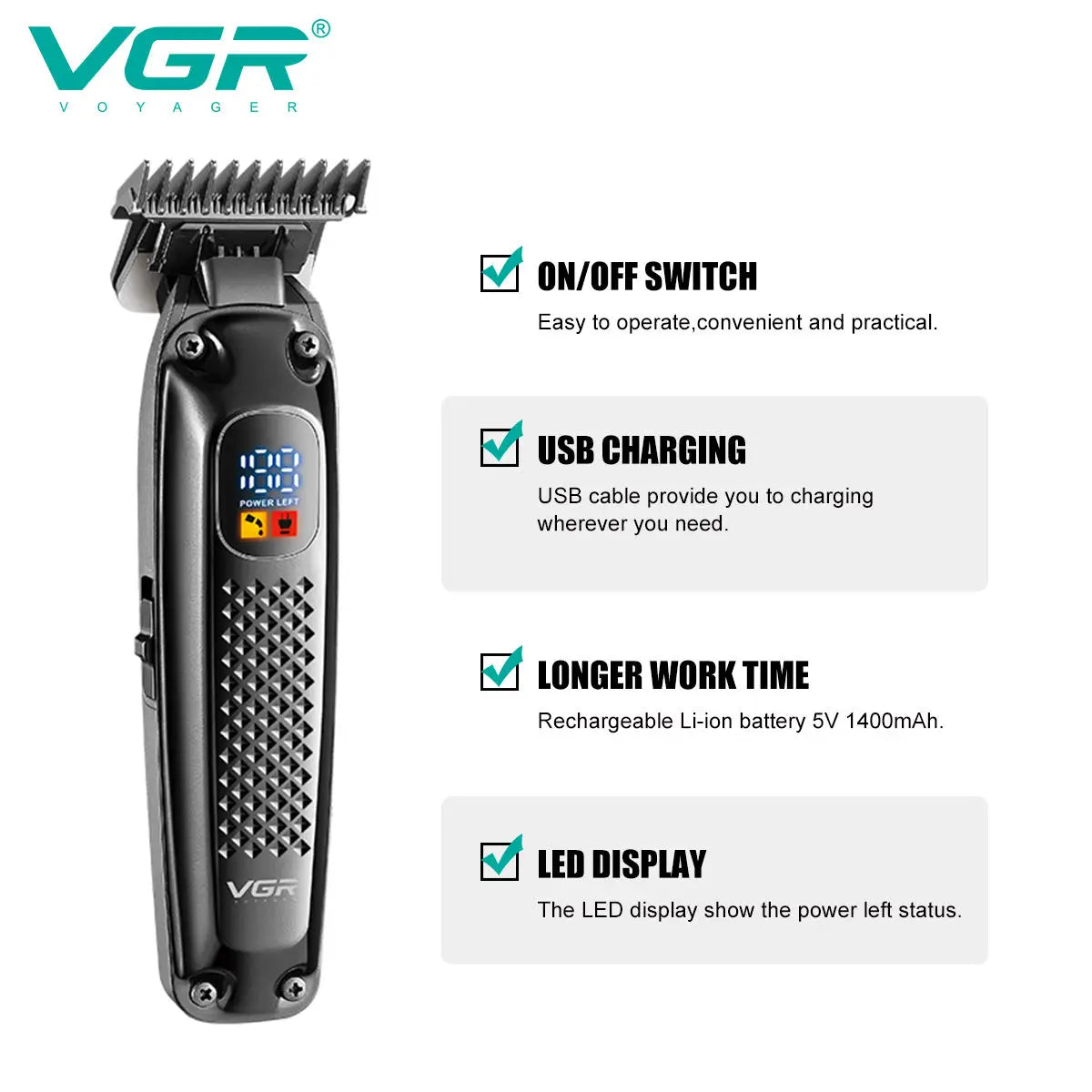 VGR V-972 Professional Electric Hair Clipper & Beard Trimmer