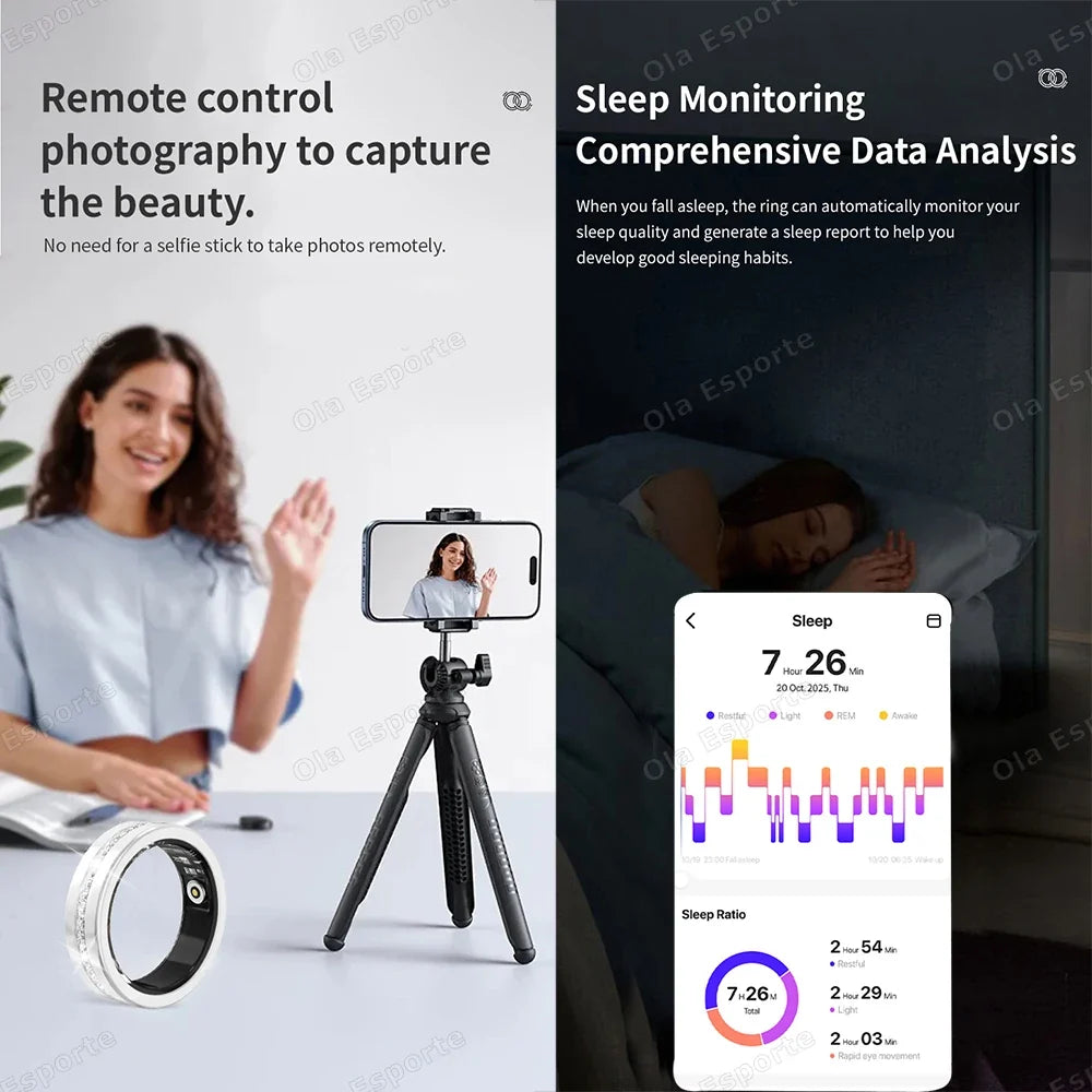 Ola Esporte Women's Smart Ring – IP68 Heart Rate & Fitness Tracker