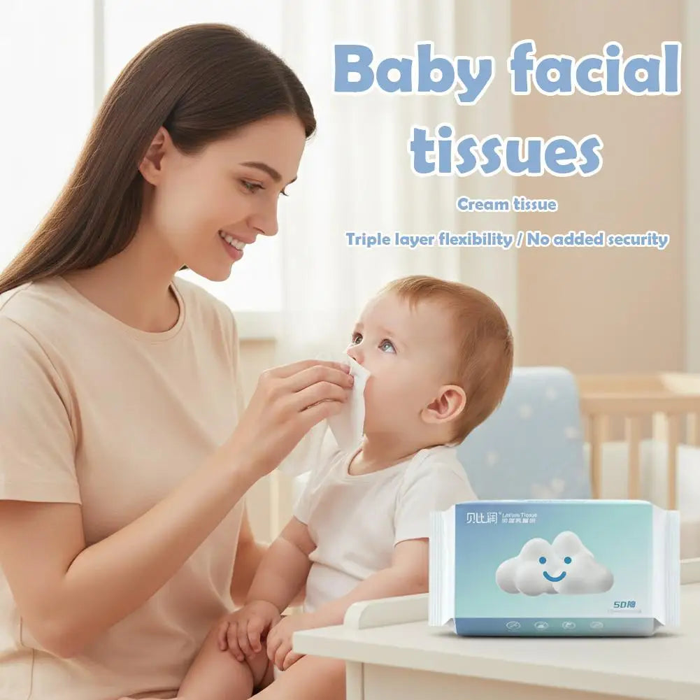 Baby Cloud Soft Moisturizing Tissues – 50 Sheets | Gentle Wipes