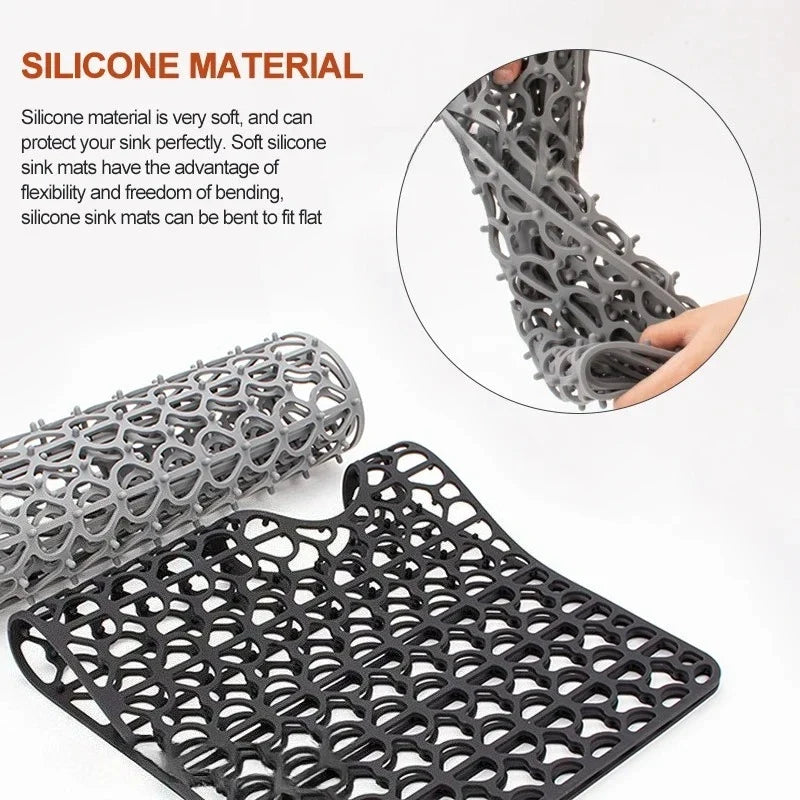 Large Silicone Sink Mat 26x14" | Farmhouse Kitchen Sink Grid