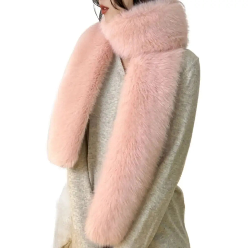 Vintage Faux Fur Long Scarf 180cm – Soft Luxury Wrap Shawl