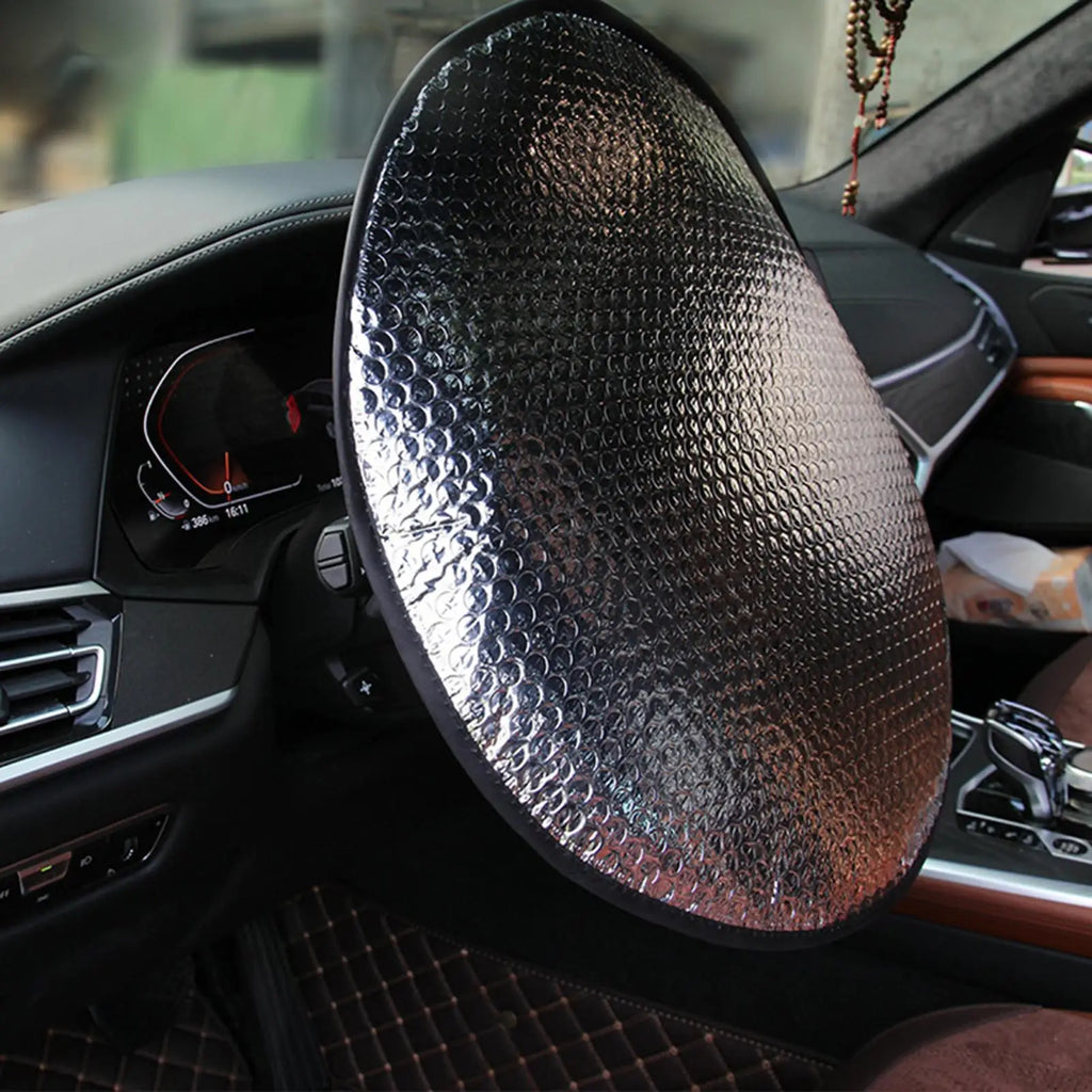 Aluminum Foil Car Steering Wheel Sun Cover | UV Heat Shield