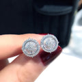 Huitan Crystal CZ Round Stud Earrings – Silver Fashion Jewelry