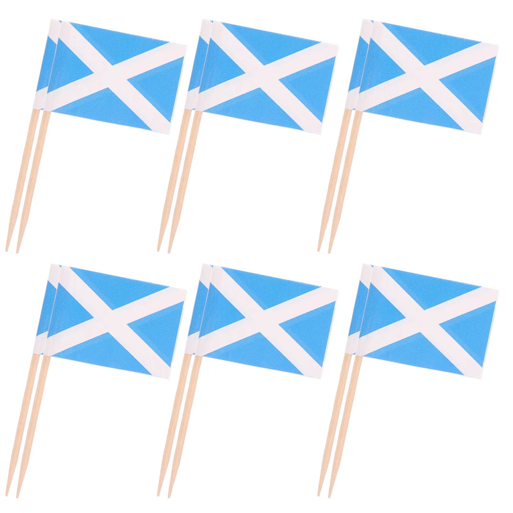 Scotland Flag Wooden Toothpicks Cupcake Toppers Food Picks National