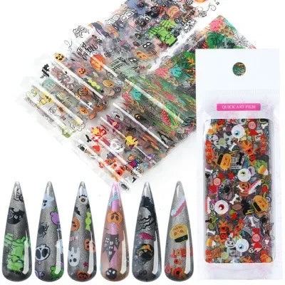 Holographic Nail Art Stickers – Christmas & Halloween 3D Decals