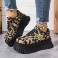 Women's Leopard Print Platform Sneakers – Thick Sole Height Boost
