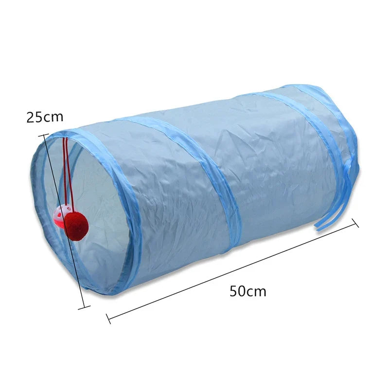 3-Way Foldable Cat Tunnel Toy with Peep Hole | Interactive