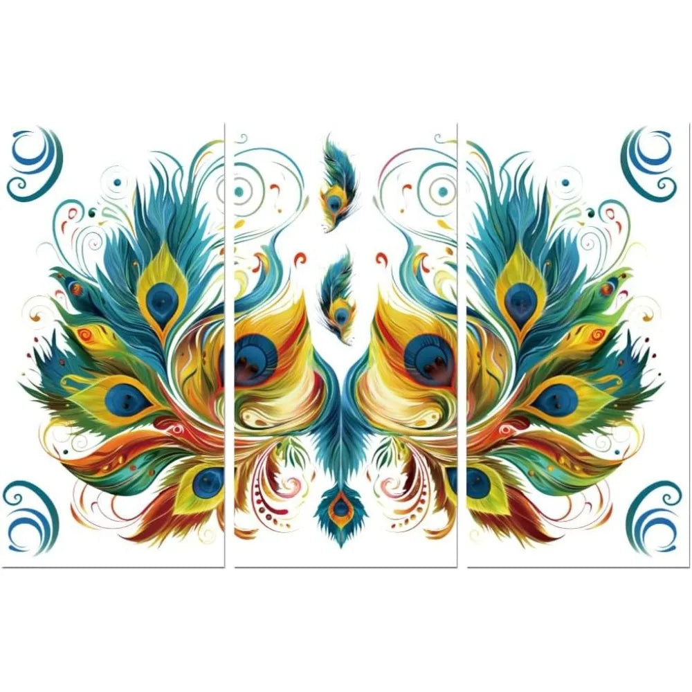 Vintage Peacock Feathers Rub-On Transfer Decals 6×12 – 3 Pcs