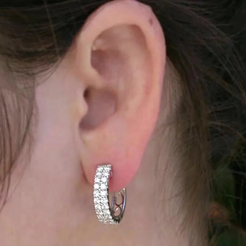 Huitan CZ Hoop Earrings – Sparkling Cubic Zirconia for Women