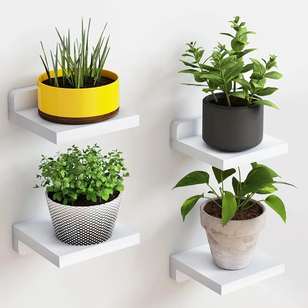 4-Pack Small Wood Floating Shelves – 5" Mini Wall Display Ledges