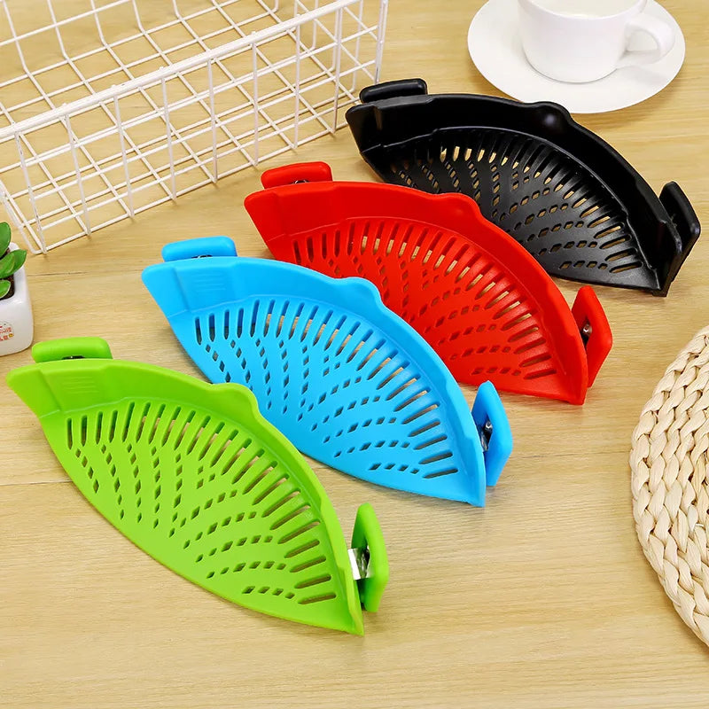 Kitchen Strainer Clip Silicone Colander Fits All Pots Bowls Pasta Pot