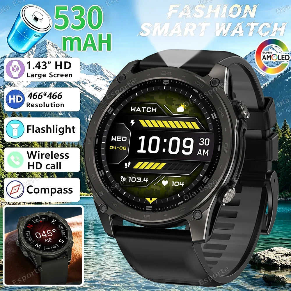 Ola Esporte HW12 Military Smart Watch | Bluetooth Call AMOLED
