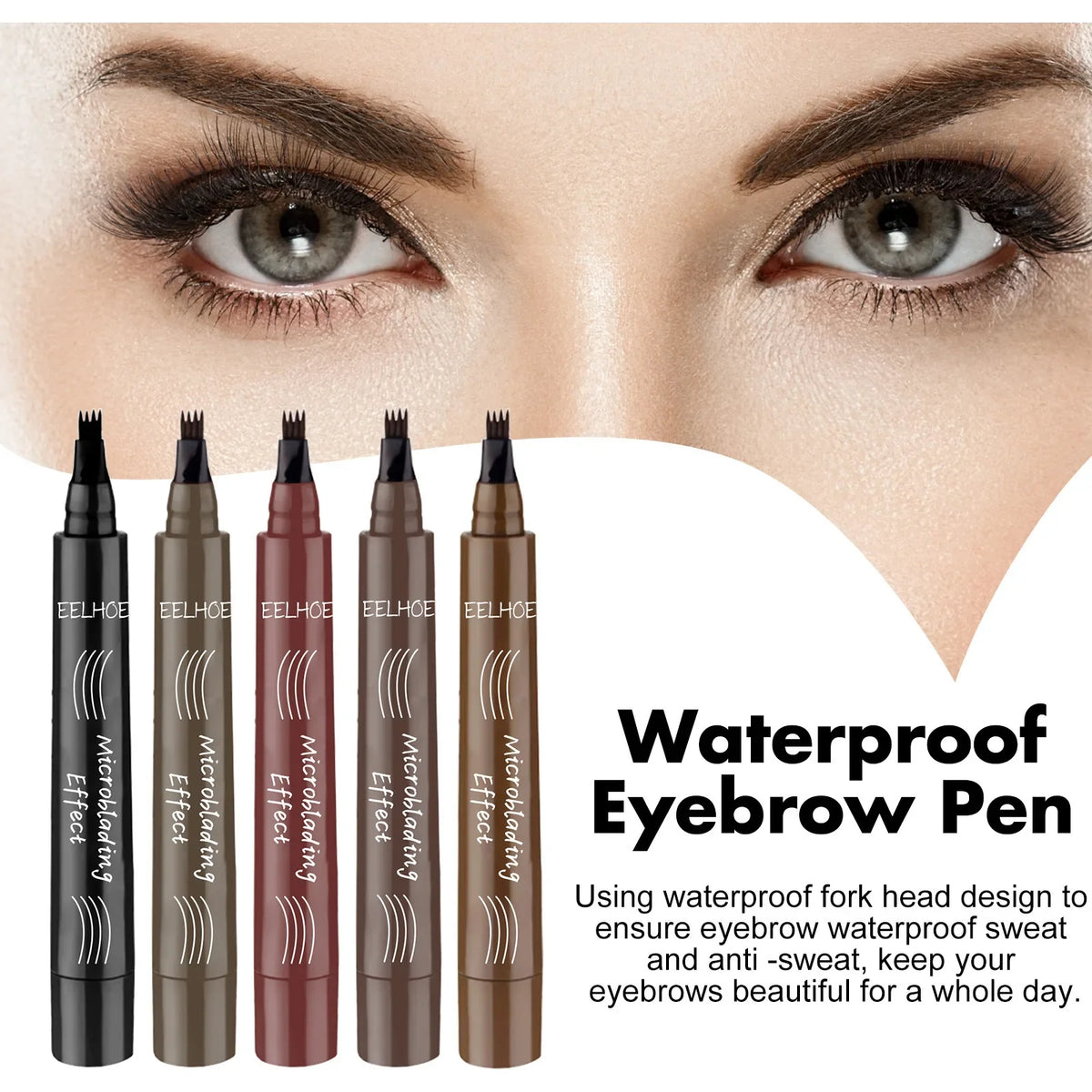 EELHOE 4-Point Microblading Eyebrow Pen | Waterproof, 5 Colors