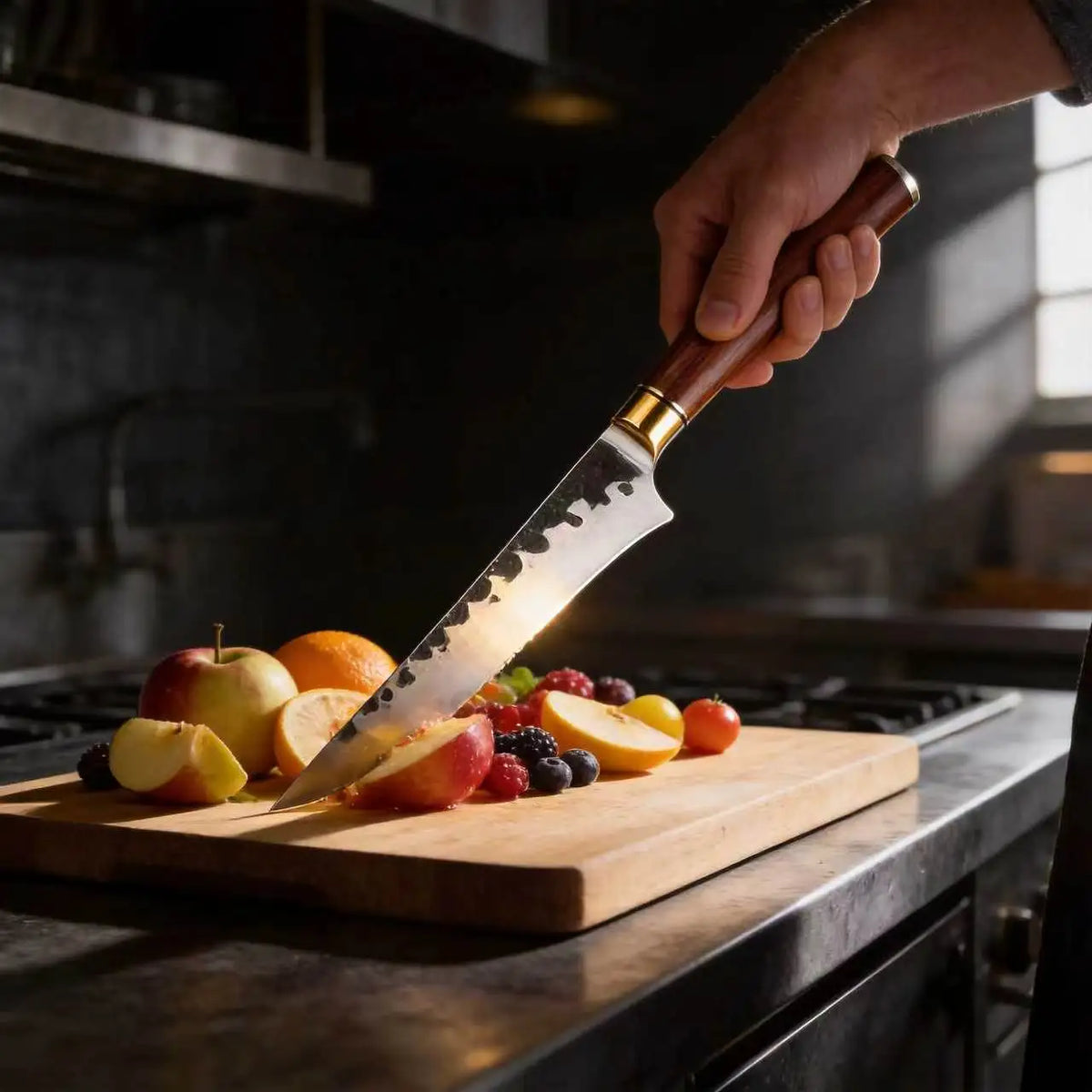 Hand Forged Boning Knife – Hammered Steel & Rosewood Handle