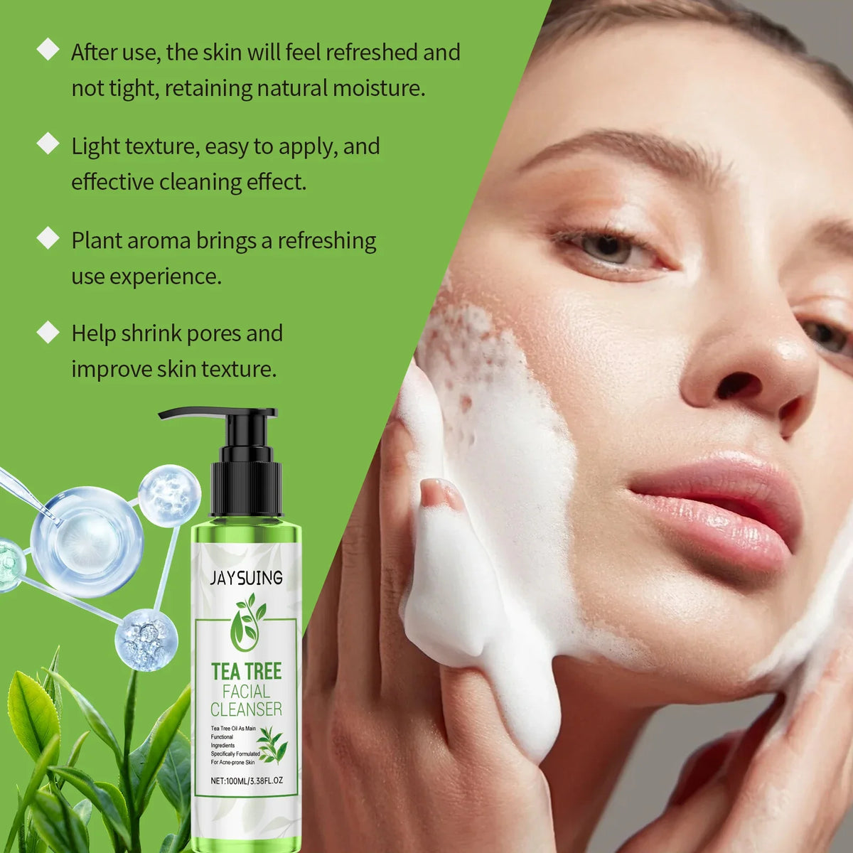 Jaysuing Tea Tree Cleansing Gel – Deep Clean & Exfoliate 100ml