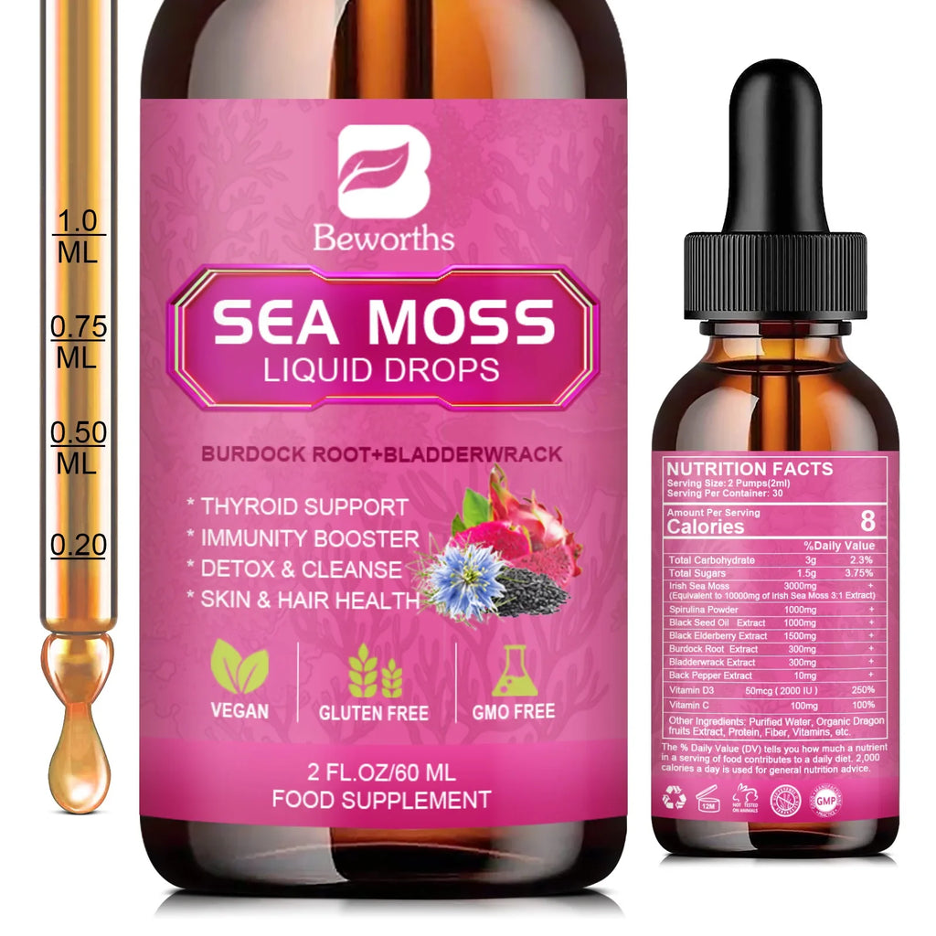 BEWORTHS Sea Moss Drops 3000mg – Immune, Hair & Gut Health