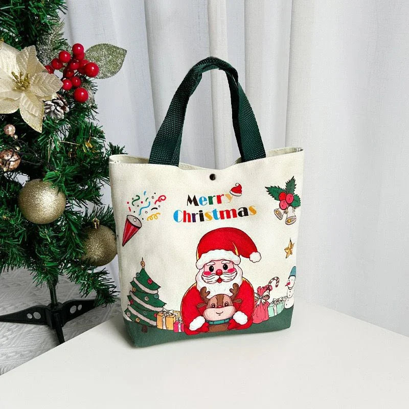 Christmas Canvas Tote Bags – Santa, Reindeer & Snowman Gift Bags