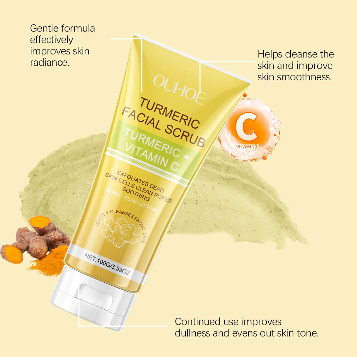 Turmeric Exfoliating Face Scrub – Brightening & Pore Cleansing