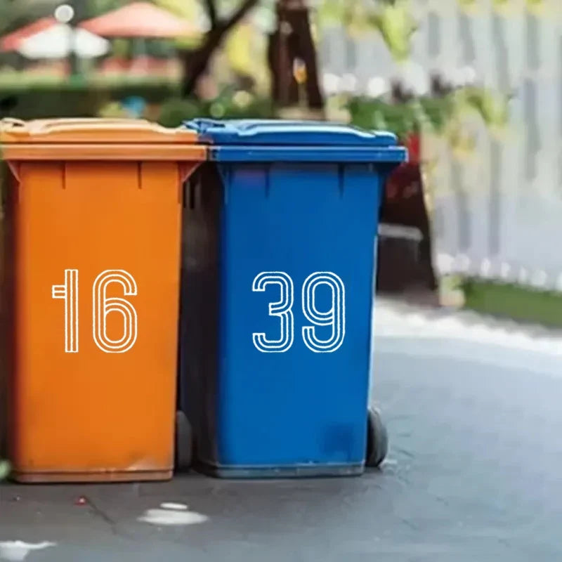 Wheelie Bin Stickers Stripes Number Self Adhesive Waterproof 0-9