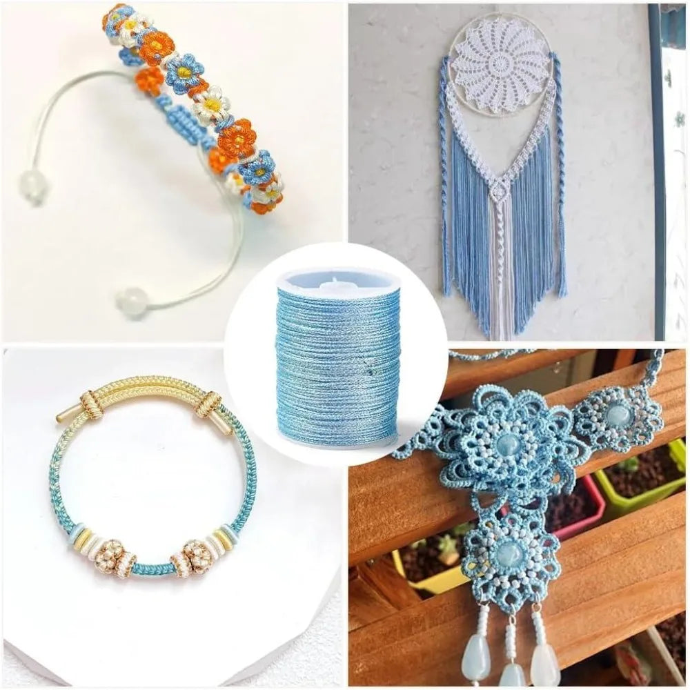 12-Color Metallic Polyester Thread Set – Kumihimo & Macramé Cord