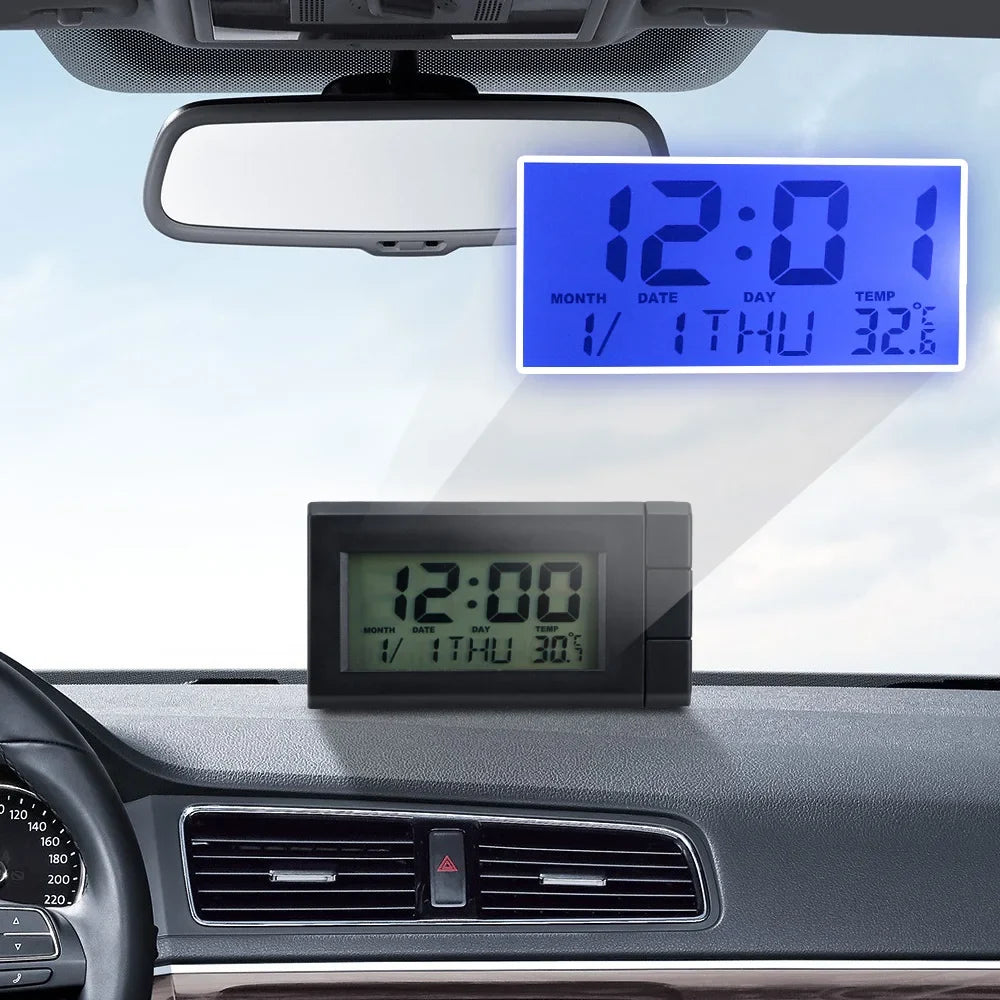 Car LCD Digital Clock – Dashboard Temperature & Date Display