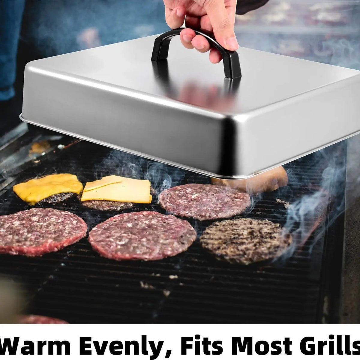 Rectangular Stainless Steel Basting Cover – BBQ Griddle Steam Lid