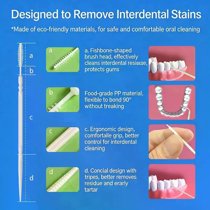 200pcs Disposable Floss Toothpick Brushes | Double-Head Dental Picks