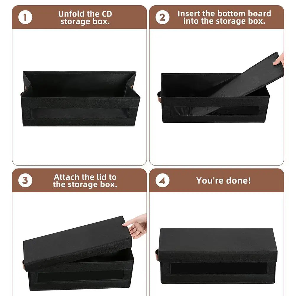 Large CD DVD Storage Box – Foldable 37-Disc Oxford Fabric Case