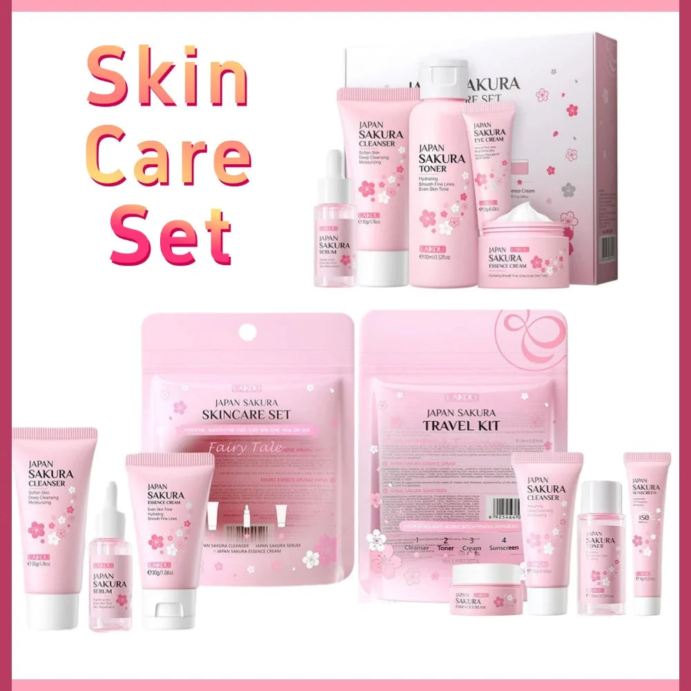 Sakura Skin Care Sets Cleanser Serum Eye Cream Facial Beauty Products